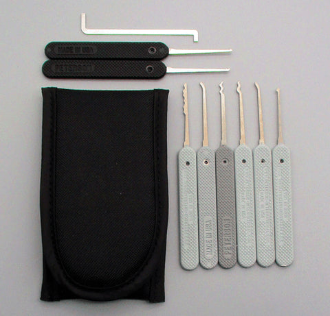 Peterson Lockpick Tools - The City Set - Electroless Nickel Plastic- with nylon case