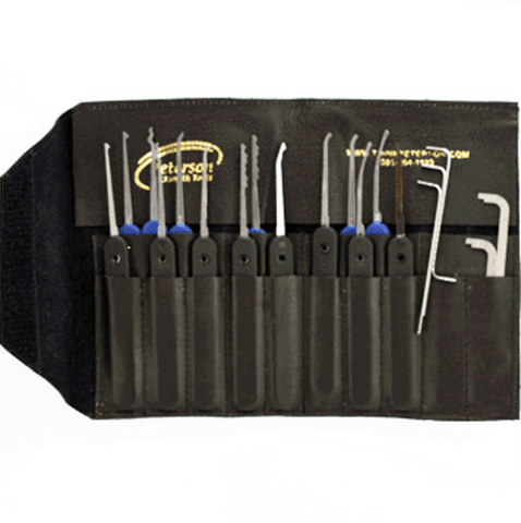 Peterson Lockpick Tools - Plastic Handle 14-Piece Government Steel Pick Set